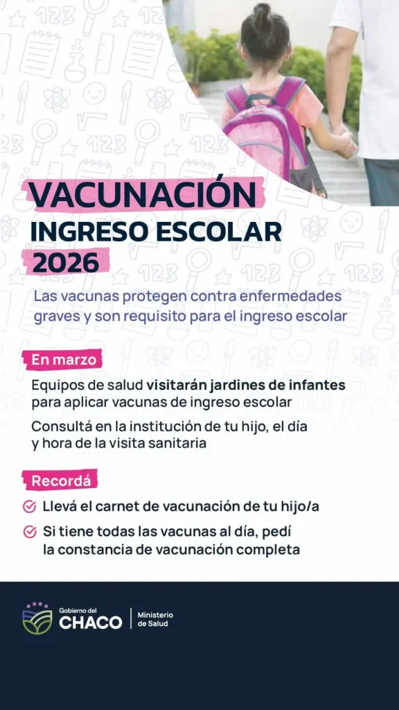 Marzo: arranca la vacunación de ingreso escolar 2026
